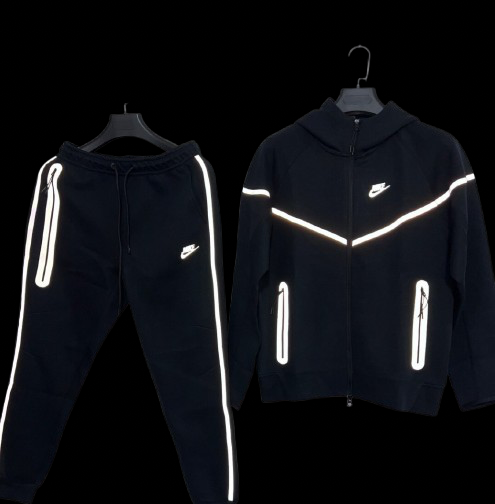 Men's Black Reflective Tech Fleece Set