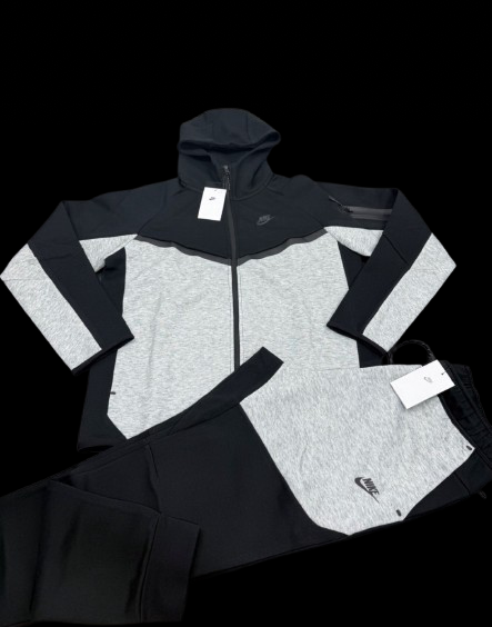Men's Grey And Black Nike Tech Fleece Set