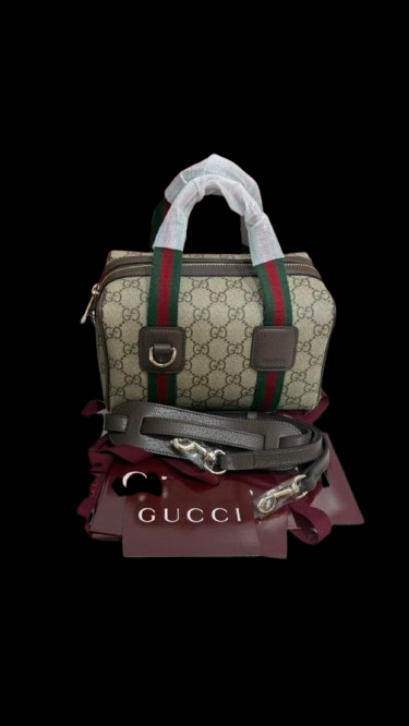 GUCCI Mini GG beige and brown Zip Bag